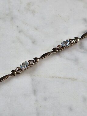 Womens Vintage Estate Sterling Silver Modernist Topaz Bracelet 10.1g #E6106
